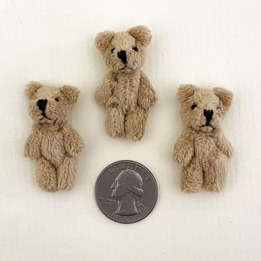 2 Miniature Teddy Bears ~ 1-1/2" tall